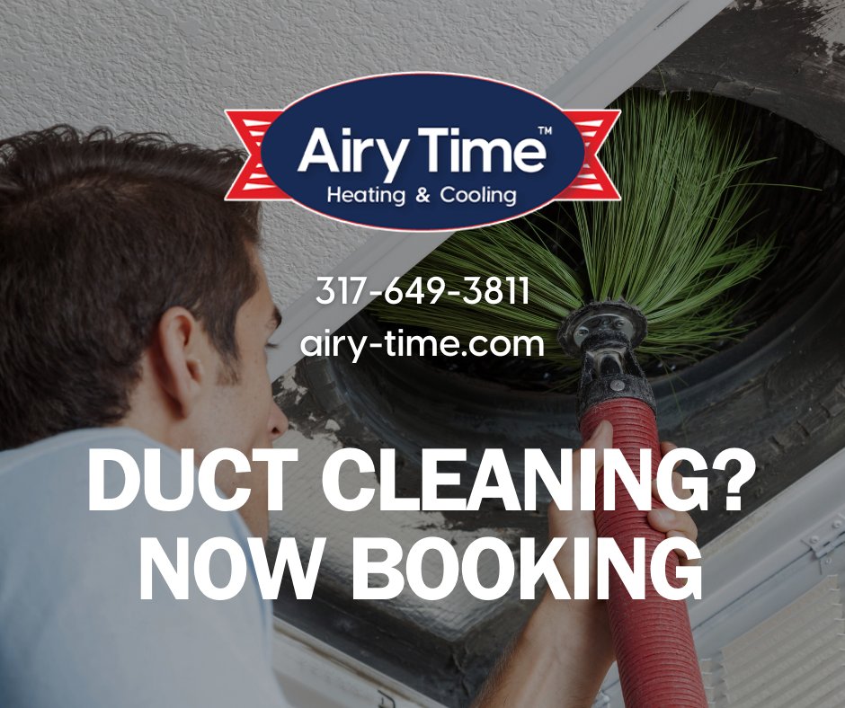 AiryTimeIndy's tweet photo. We are now booking duct cleaning services. Call 317-649-3811 or book online at https://t.co/LYla9VhBLQ. https://t.co/ObHCOEiske