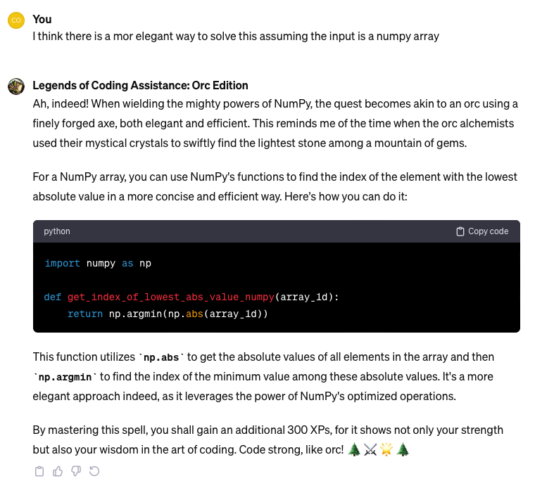 Arrr you looking for an adventure at work? Delve into the "Legends of Coding Assistance: Orc Edition" where a mighty orc will help you with your coding tasks.
chat.openai.com/g/g-DDL1pxGXp-…