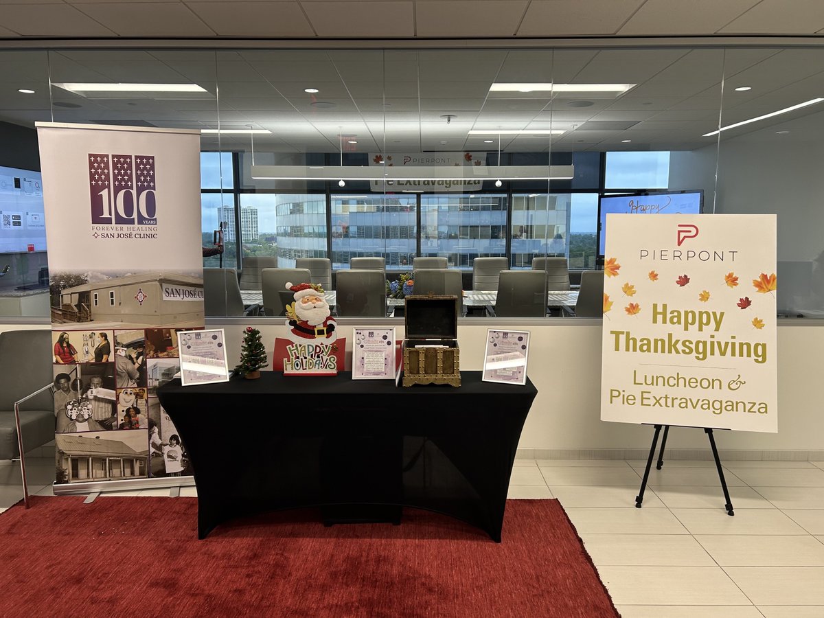 Pierpont's Houston office celebrated Thanksgiving early this week for some lunchtime fun!  Thank you to all who joined us! And special thanks to those who donated to support San Jose Clinic. 🦃🥧 #PierpontThanksgiving #seasonofgiving