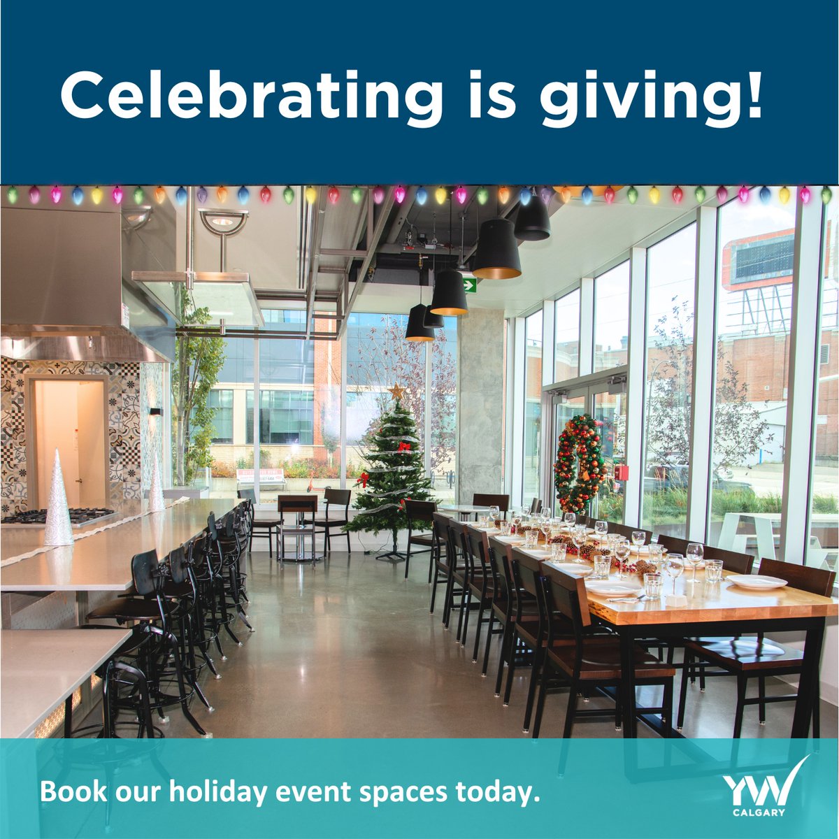 Host your holiday event in one of our bright spaces - and, in the spirit of the season, you will be supporting vulnerable women and children.

Contact us to learn about our holiday package pricing!🎄
To book now, visit: ywcalgary.ca/communityspaces