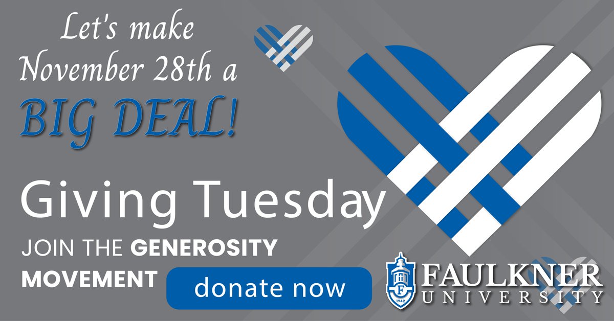 📚Legal education transforms lives! Today, we're focusing on the Jones School of Law Scholarship Fund. GIVE TODAY through November 28th at Give.Faulkner.edu

Your contribution on Giving Tuesday can open doors for future legal scholars. Let's make justice accessible!