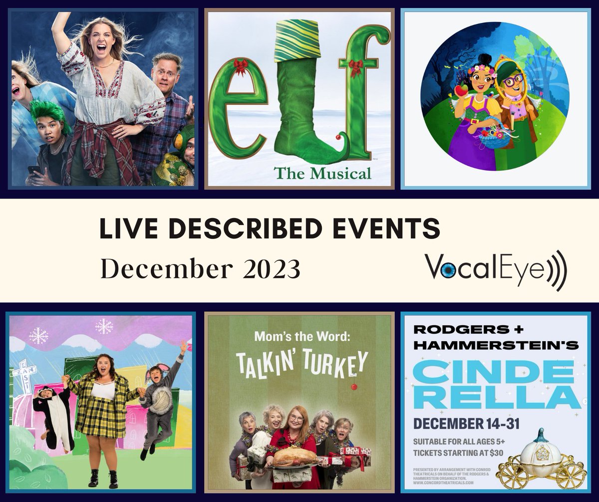 Hot off the press! For exclusive details on VocalEye‘s Live Described Events this holiday season 🎭 Check out our monthly e-newsletter: bit.ly/VECommunityNew…

#AudioDescription #LiveTheatre #AccessTheatre