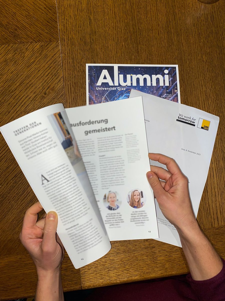 Had a great chat with a fellow @UniGraz alumna for the #AlumniCommunity. We shared experiences and bridged generations of scholars. 

Received the Alumni Magazine in Sweden, many thanks for that! Looking forward to more such interactions! 

#UniversityofGraz #MeetingofGenerations