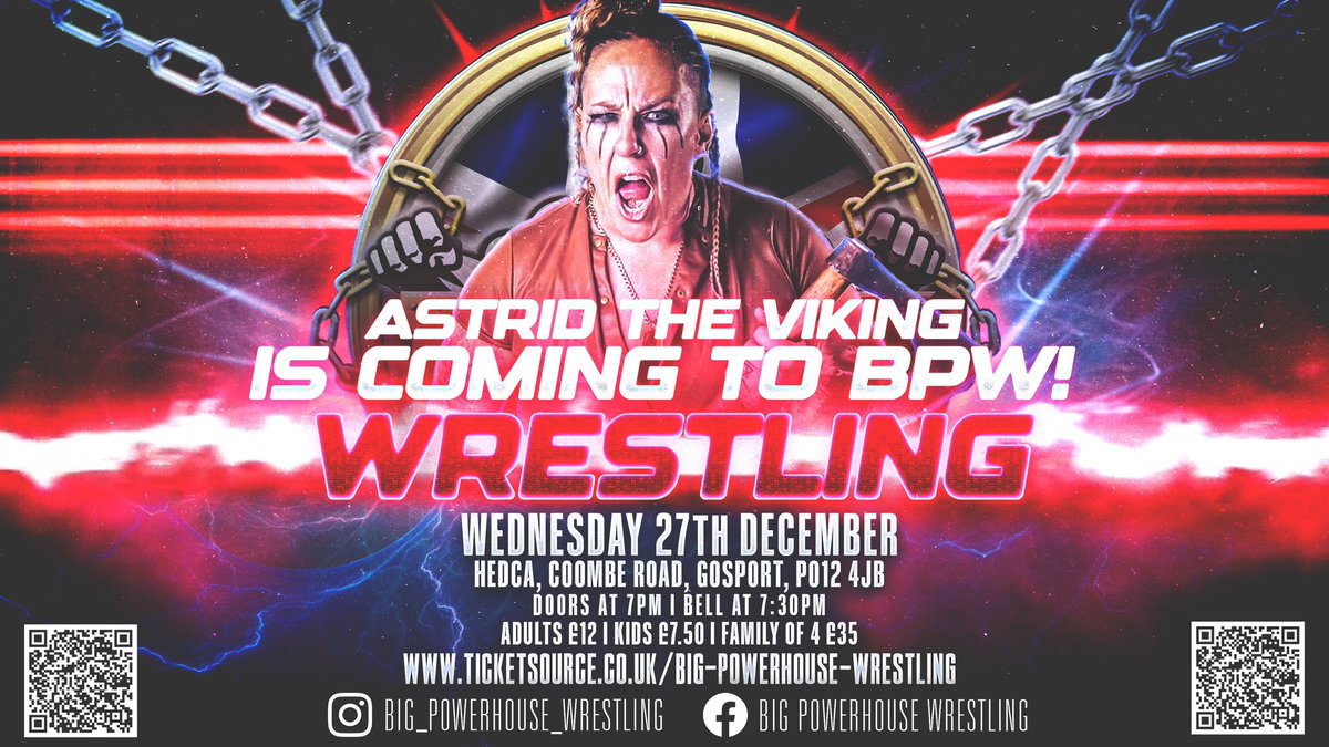 **HERE COMES THE VIKING!**
BPW is very excited to announce that <a href="/Astrid_VikingUK/">Bish</a> will be making her presence felt at our debut show in Gosport! WATCH THIS SPACE! Tickets available at ticketsource.co.uk/big-powerhouse… #Wrestling #Entertainment #Family #Fun #GoodTimes #Show #Warrior #Viking