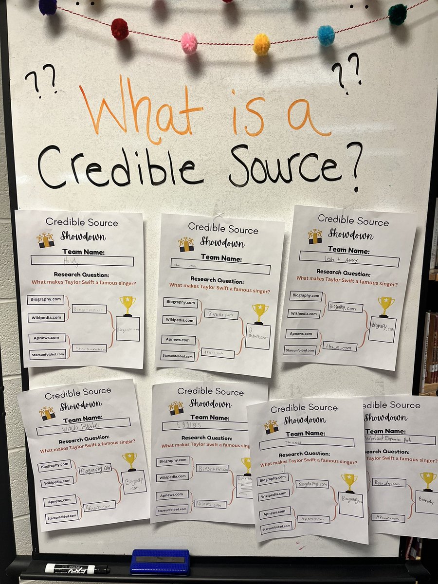 CC_MS_Library's tweet image. It’s research season in the middle school! What better way to start your research project than a lesson about credible sources! 8th graders competed in a “Credible Source Showdown”which featured @taylorswift13 @CCCSDtweets @CCCSD_MS