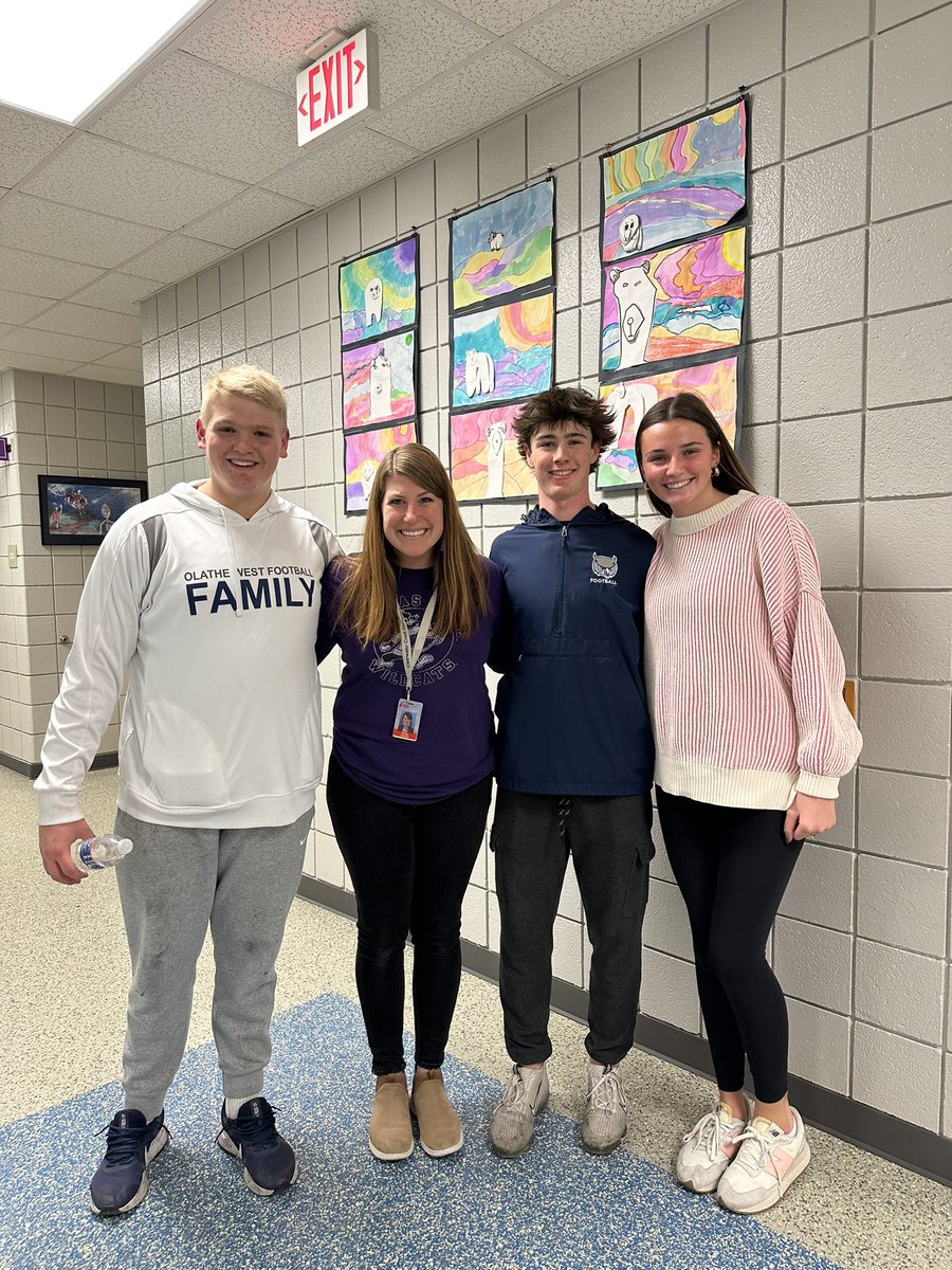 These @OlatheWestOwls were in my 2nd grade class at @CWCcoyotes. They came to volunteer at our school today. Seeing them made my day! #opsfortheirfuture