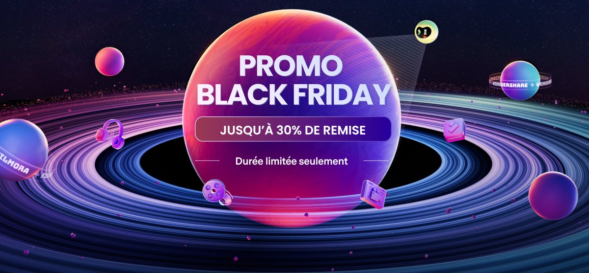 Profitez d'offres exclusives à l'occasion du Black Friday. Que vous soyez un amateur passionné ou un professionnel du montage. 

Ne manquez pas ces promo Filmora :
wondershare.fr/sales-promotio…