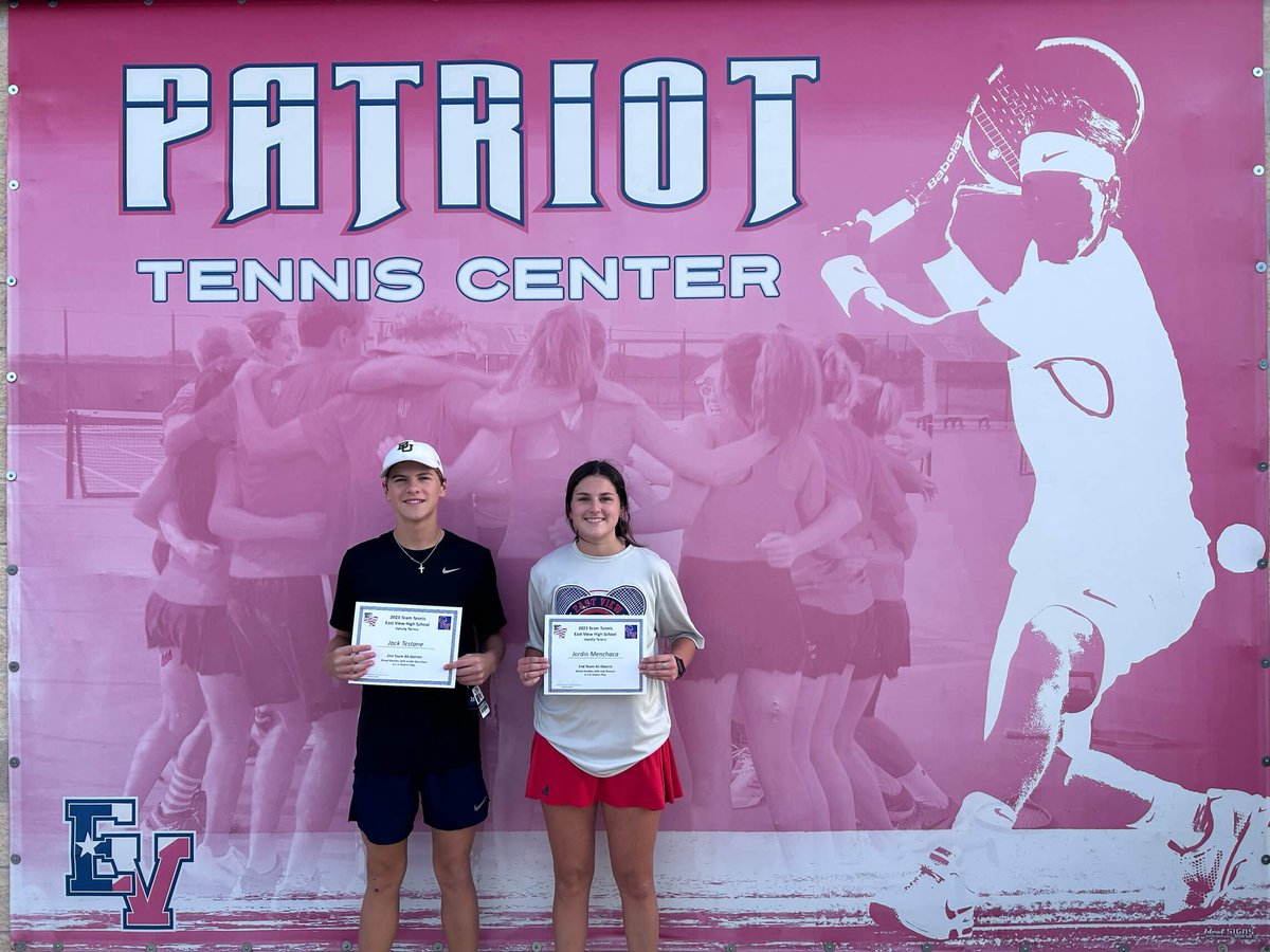 Great job by our mixed doubles team of Jack Testone and Jordin Menchaca this Fall season! They finished 6-1 in district and were selected as 2nd Team All-District for Mixed Doubles. Congratulations!!