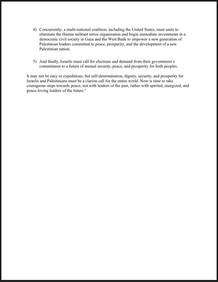 The seventy-five year cycle of human bloodshed must end. It’s time for a multi-national coalition to create conditions for Israel and Palestine to live side-by-side in mutual security, self-determination, and prosperity. Please read my statement on the crisis and path forward: