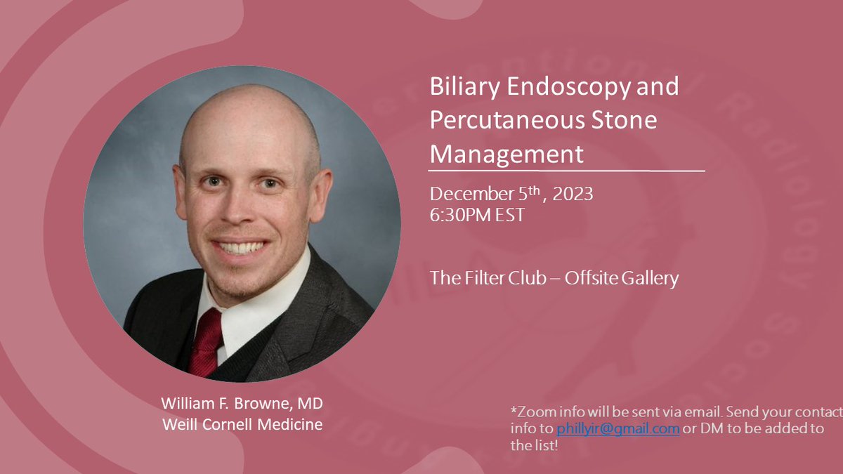 Hello All! Our next PAIRS meeting on 12/5/23 will review the techniques of Percutaneous Endoscopy and how it can provide utility to our colleagues in practice! We welcome @WBrowneVIR from @WeillCornell_IR to impart his knowledge on us! Join us for some IR fun as usual!