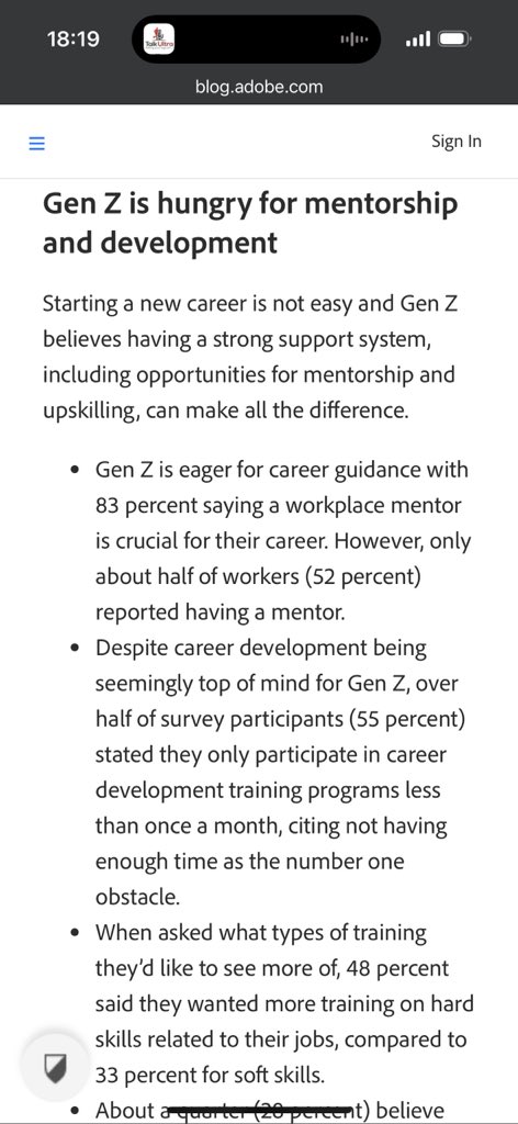 Adobe research reports that Gen Z are hungry for mentorship in their careers blog.adobe.com/en/publish/202…