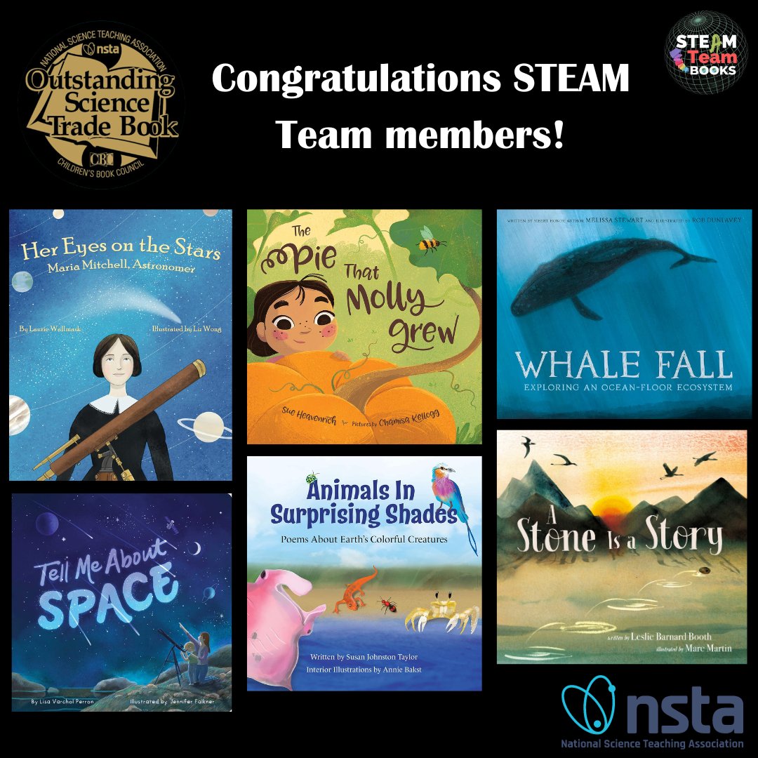 A big round of applause for these STEAM Team members! @lauriewallmark @StudioChamisa @mstewartscience @LisaVPerron @LBB_books @marc_martin @CrestonBooks @SleepingBearBks @SimonPublishing @randomhousekids @GnomeRoadPub @NSTA #STEM #KidsLoveNonfiction #TEACHers #librarian