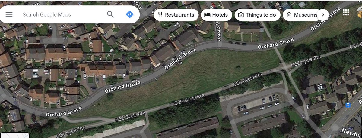 Well well well <a href="/SustransNorth/">Sustrans North</a>, the things you find on satalite imagery these days. Evidence of aliens you say? Noooo.  All I can confirm is it was another hot day managing grasslands on #NCN7 and  I'd been reading about the Minotaur's Labyrinth.