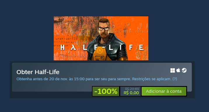 EconoMister Ofertas on X: Jogo Grátis para resgate na Steam Half