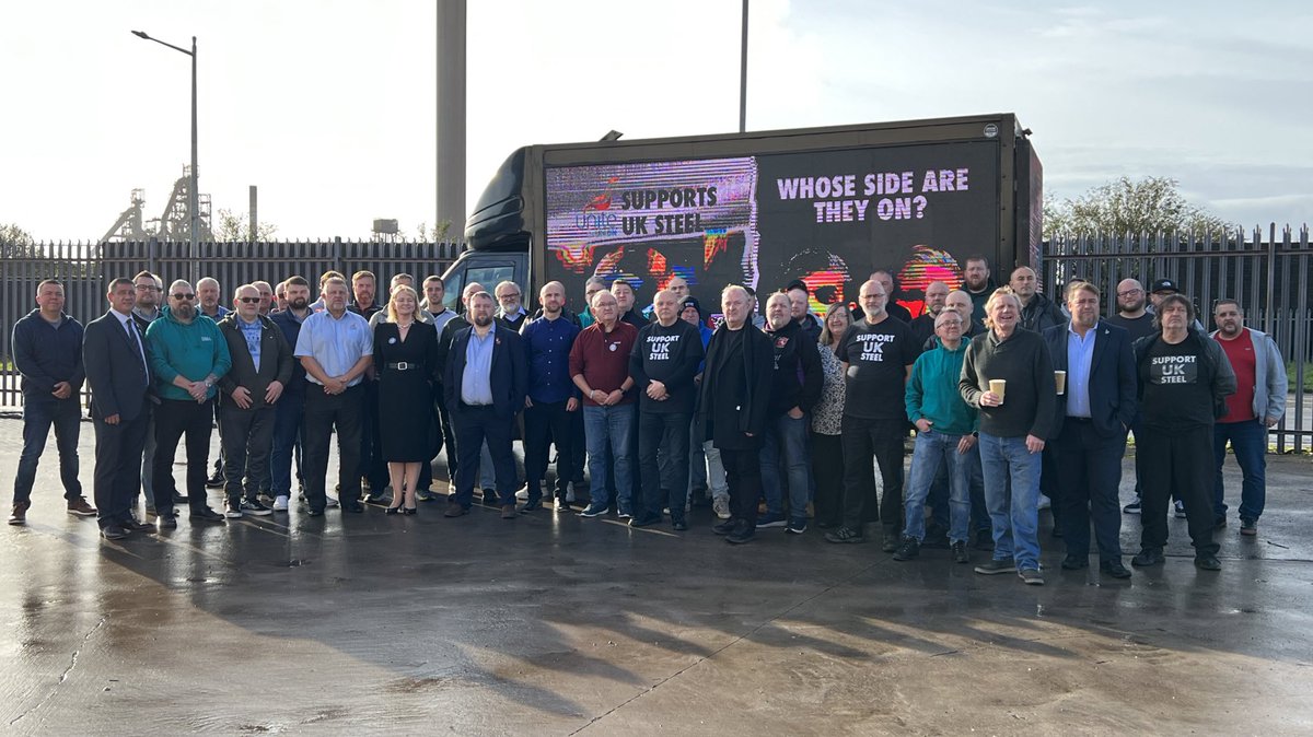 Great to have <a href="/UniteSharon/">Sharon Graham</a> with us in Port Talbot today, talking to steelworkers about our plans to #SaveUKSteel.

Our workers plan for steel will safeguard jobs, while ensuring the UK becomes a world leader in the industry. 

We need the workers plan for steel. 
<a href="/UniteEconomy/">Unite For A Workers' Economy</a>