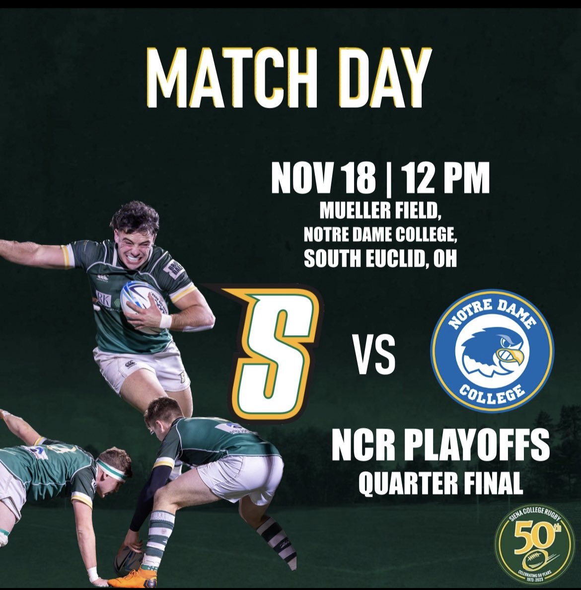 Tomorrow is Match Day! The Saints travel to Notre Dame College for the first round of the NCR playoffs. #siena #rollsaints #ncrplayoffs