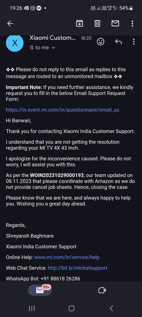 punitchittora's tweet photo. @MiIndiaSupport @MiIndiaSupport please provide me service denial letter since you can not replace the tv. @AmazonHelp Please replace the tv as mentioned in the mail. https://t.co/Ob7JAqa4UP