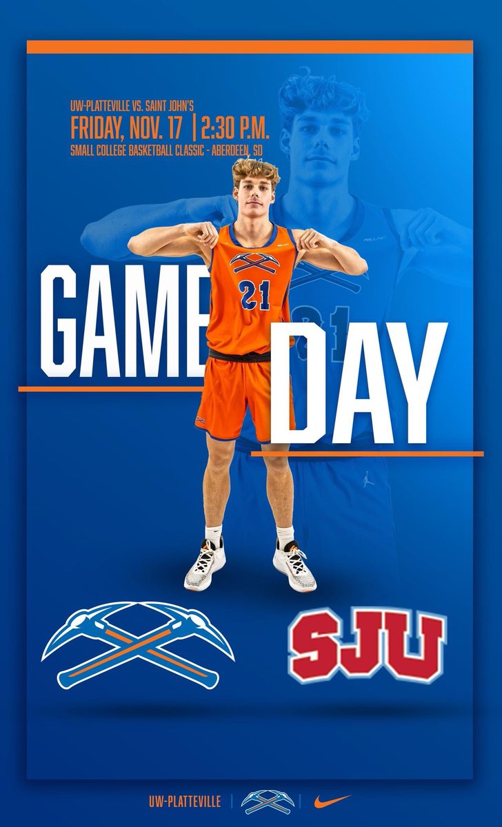 🏀 It's day one of the Small College Basketball Classic in Aberdeen, SD! <a href="/UWPlattMBB/">UW-Platteville Men’s Basketball</a> starts things off at 2:30 p.m. against St. John's (Minn.)! #SwingTheAxe 
📺📈 letsgopioneers.com/composite?d=20…
#UWP #uwplatteville #platteville