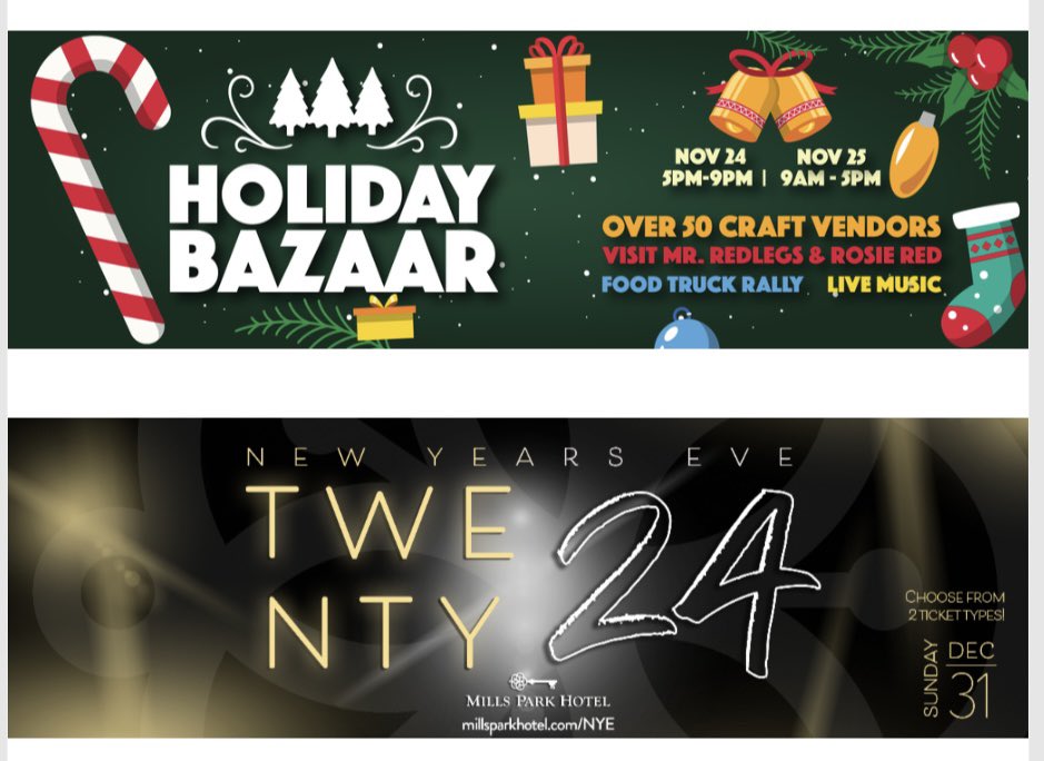 Events happening at the hotel - details at:
millsparkhotel.com