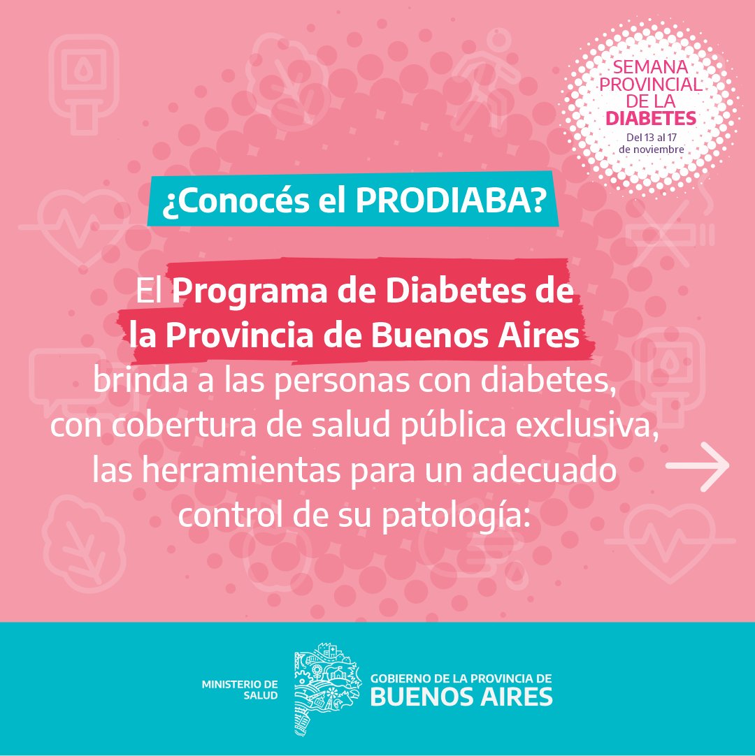 SaludBAP's tweet photo. 👉🏻 En @BAProvincia trabajamos en mejorar la calidad de vida de las personas con diabetes. Si contás con cobertura de salud pública exclusiva podés acceder al #PRODIABA y recibir medicamentos gratuitos en los efectores de salud de tu barrio.
🔗 Más info: https://t.co/g0JZjIzgvY https://t.co/prgJEY3Yof