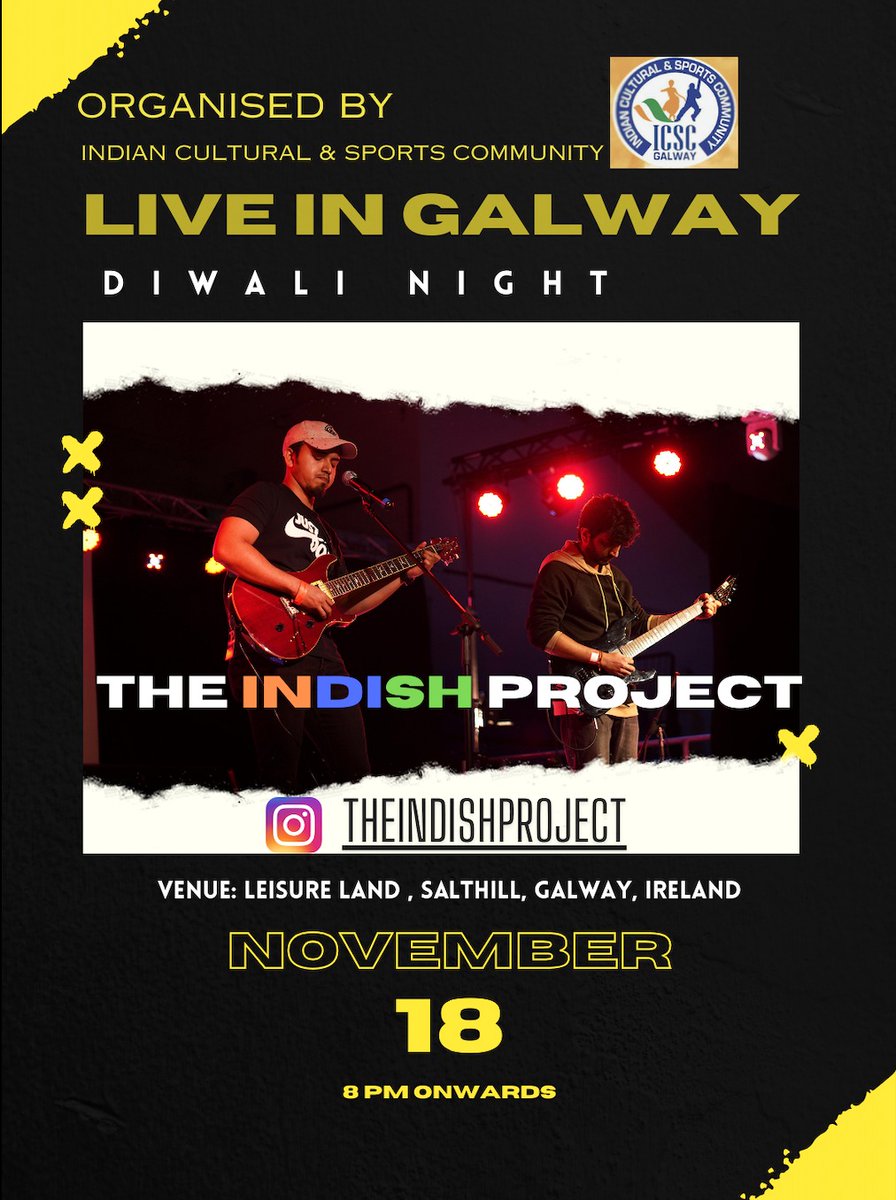 icscgalway's tweet photo. "🎤🎶 Exciting News! The Indish Project joins ICSC Galway for Diwali Celebrations! 🌟

Experience the mesmerizing performance by The Indish Project at the grandest Diwali celebrations in town! 🪔🎉 https://t.co/5CZEwTurtH