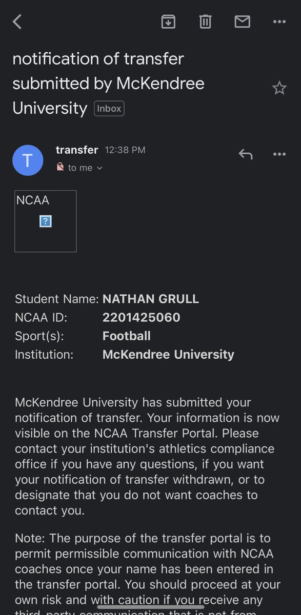 NateGrull's tweet photo. Thank you to all of my teammates and coaches for the opportunity at McKendree University. With that being said I have entered the transfer portal. #AGTG 

Nathan Grull
LB/DE
6’1 230 (3 years of eligibility)
3.214 GPA
NCAA ID: 2201425060
618-704-8203 https://t.co/hExy6AikQE