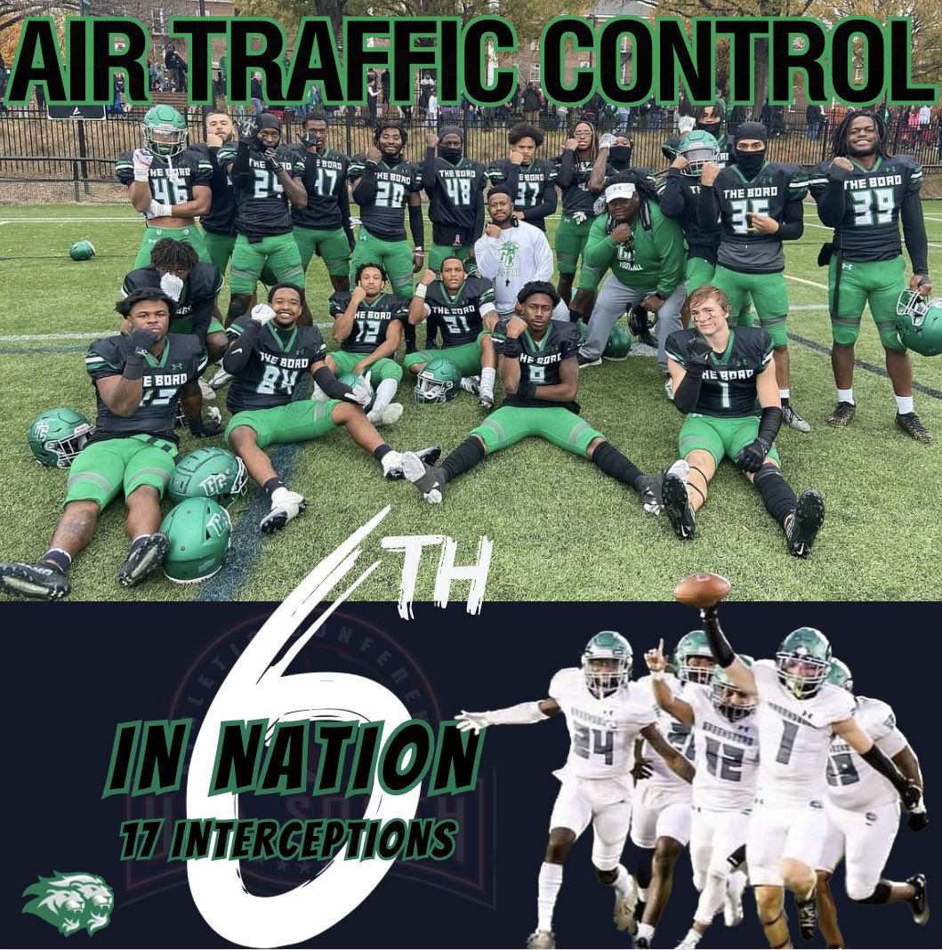 The congratulations doesn’t stop for the Pride as ATC finished 1st in conference and tied for 6th in the nation in interceptions with (17). They also tied a school record that had been set 16 years ago! 🦁📈 
#JackBoys x #BoroStrong
