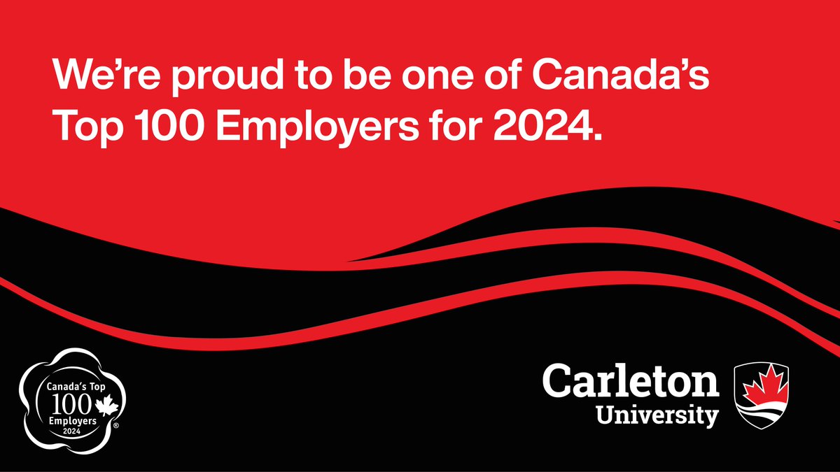 Hot off the press! 📰 #CarletonU is one of #CanadasTop100Employers <a href="/top_employers/">Canada's Top 100 Employers</a> for the second year in a row, recognized for fostering growth, inclusivity &amp; connection.

See what makes Carleton a great place to work: newsroom.carleton.ca/2023/canada-to…
#NowHiring #TopEmployers2024