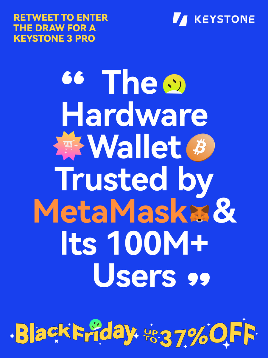 KeystoneWallet's tweet photo. 🌟 Our journey began in '17 👣

- Regarded as the best @Bitcoin HW wallet in '19 🏆

- Marked our historic integration with @MetaMask in '21 🌐

Your support fuels our innovation and now it's our turn!

Get up to 37% off
 👉🏻  https://t.co/f8b1a1Ooai

&amp; RT to win a Keystone 3 Pro! https://t.co/jMFzGyKTp8