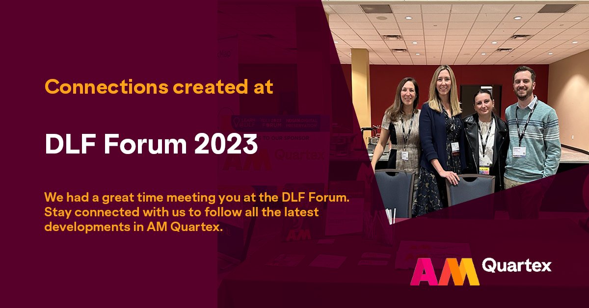 AdamMatthewGrp's tweet image. It was great meeting everyone at #DLFforum this week! We hope you got a chance to catch up with our team and hear about this year's Quartex developments, from access controls and download restrictions to timelines and our exciting new partnership with @Preservica. @CLIRDLF
