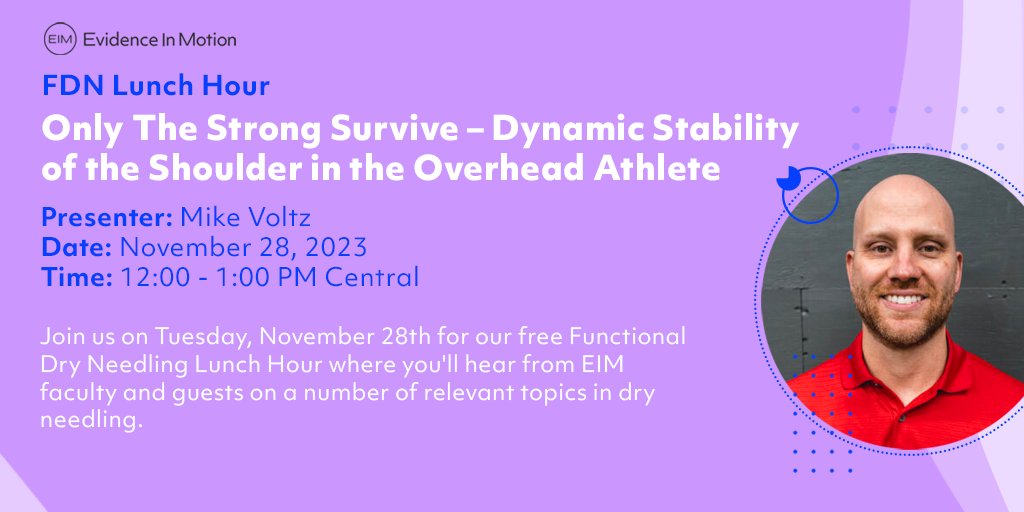 EIMTeam's tweet photo. Join us for a FREE webinar with Mike Voltz, on November 28 at 12:00pm CT! Register NOW ➡️ https://t.co/mlP0mWaKnA

#EIM #evidenceinmotion #webinar #continuededucation #healthcare https://t.co/F1mmmmVDbG