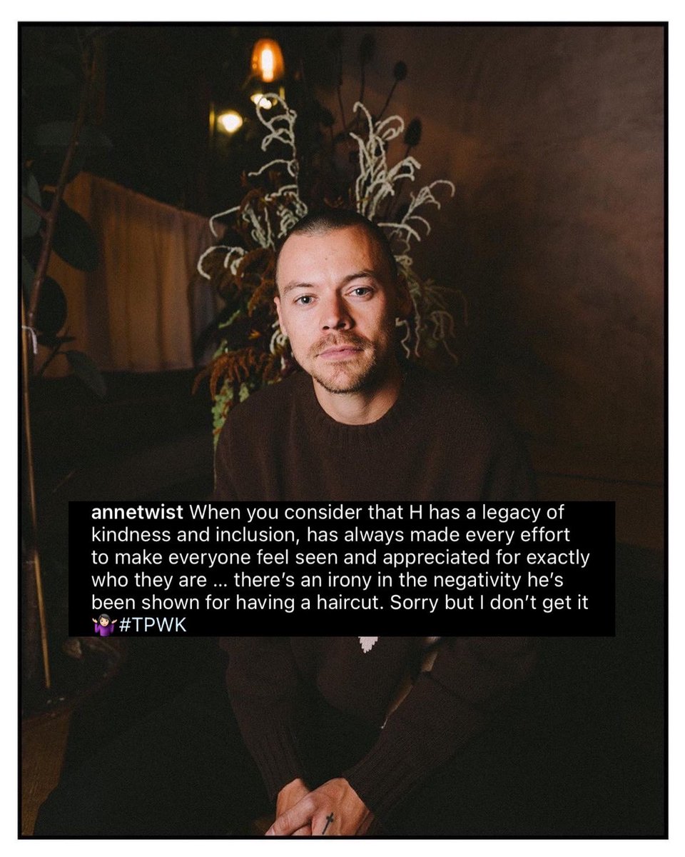 goldencharryy's tweet image. Anne is so right. I’m disappointed in the people who have been nothing but rude and hurtful toward H getting a haircut. Harry’s showed us to be loving, kind, and accepting yet people bat an eye when it comes to HIM. Why is it “tpwk” unless it’s Harry Styles? I don’t get it either