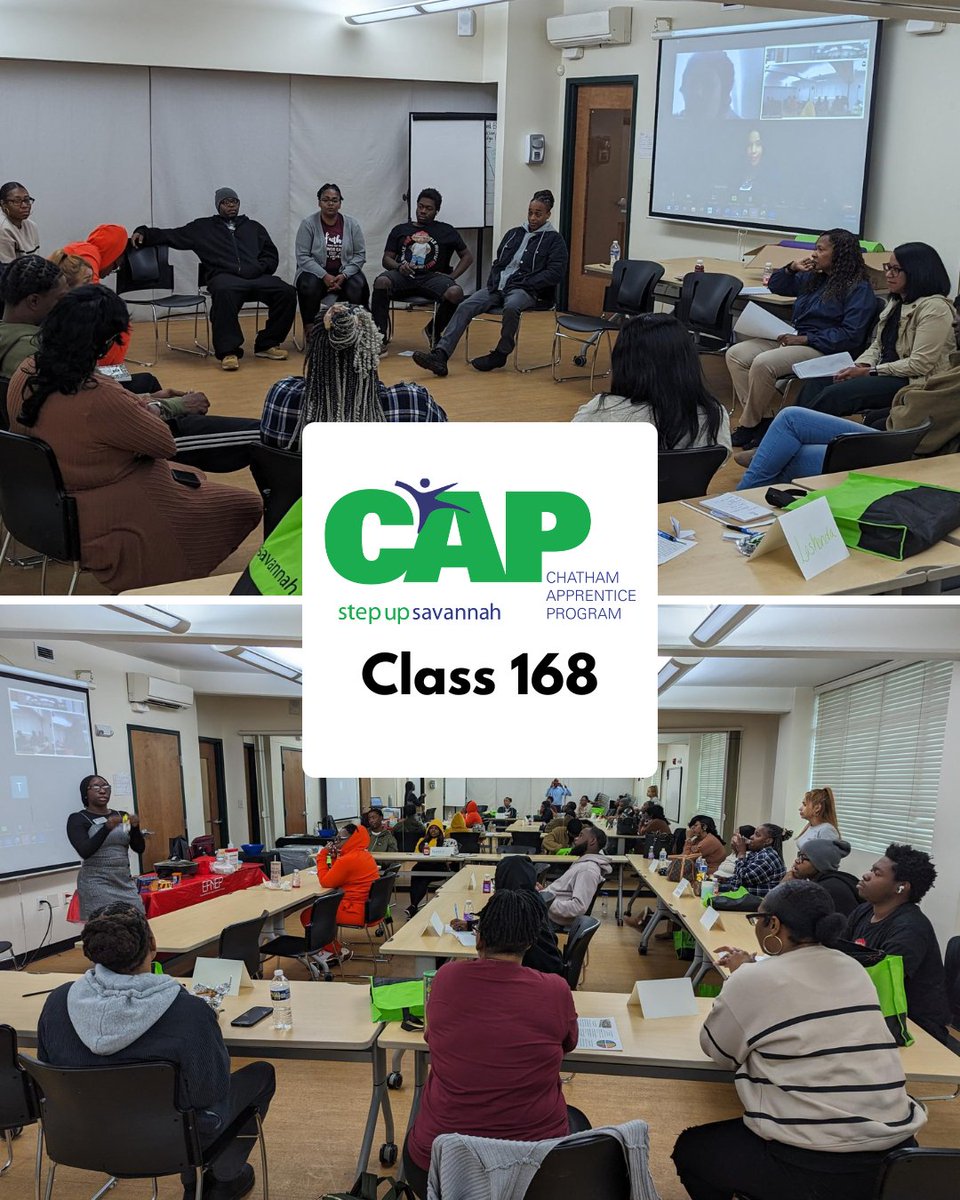 StepUpSavannah's tweet photo. #CAP Class 168, in their inaugural week, enjoyed presentations from Hugs (Heads Up Guidance Services) and a representative from UGA Healthy Eating and Food.
Last Day to join!
🌟#APPLY: https://t.co/ZrQ8UHJD8b.
🌟#DONATE: https://t.co/eAvJMRmtx4
#GivingTuesday #StepUpSavannah https://t.co/0qBj0ezTsQ