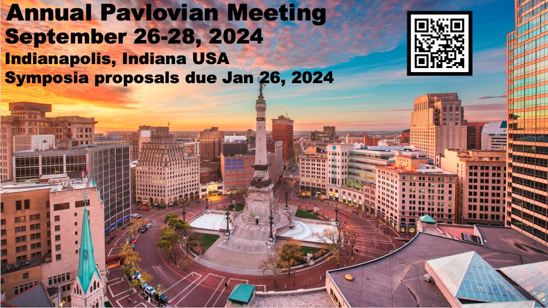 PavlovSociety's tweet photo. 📢 Our 2024 Annual Meeting will be held from September 26-28 in Indianapolis!

If you are interested in organizing a symposium, please complete this form: https://t.co/5YT1yaKqlz

Proposals are due 1/26/24 at 5 pm ET 
#Pavlovian2024 https://t.co/6ysDx0Rhyd
