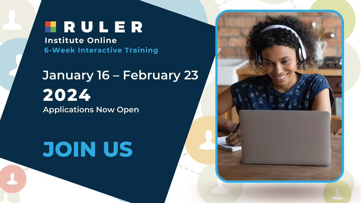 🖥️ 6 weeks, 2-2.5 hours/week, and your school's roadmap to creating a more emotionally intelligent community: It's time to level up with the RULER Institute Online. Sign your team up for Jan 16 to Feb 23. Apply by Dec 1! rulerapproach.org/training/ruler…