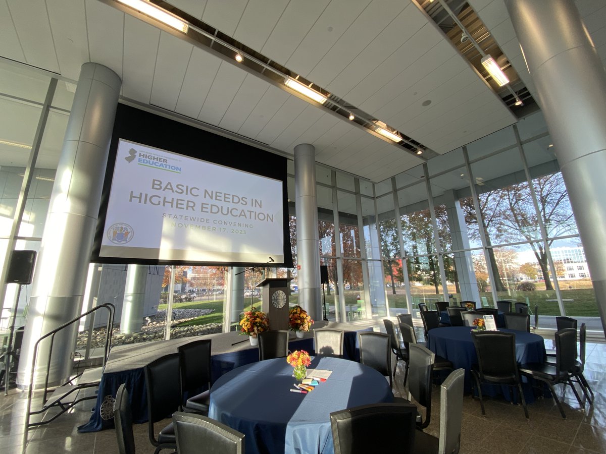 NJHigherEd's tweet photo. Good morning from @KeanUniversity, we're ready and geared up to see #NJHigherEd campus partners, students, and policymakers for our #BasicNeedsConvening2023! https://t.co/gxPRqPHicT