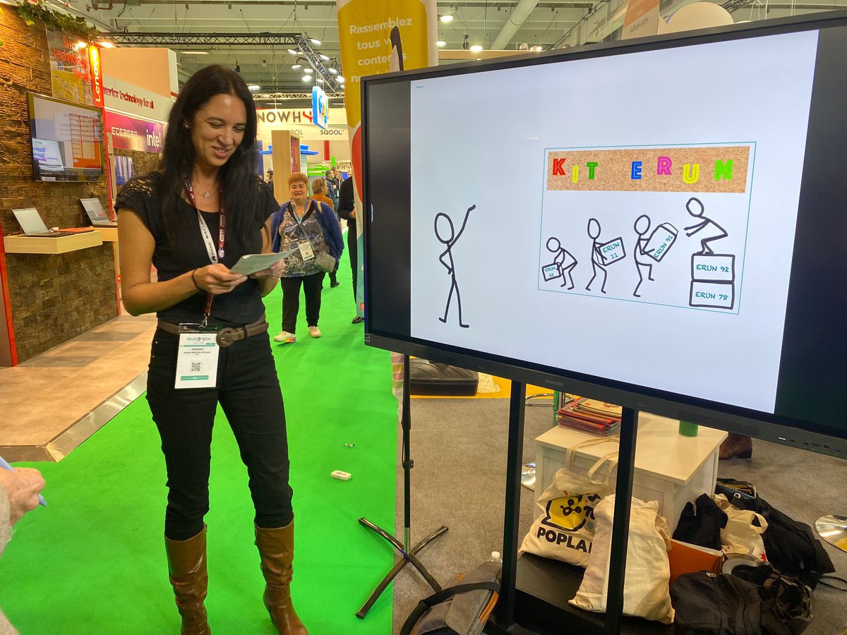 Présentation du #KitErun sur le salon @educatechexpo 🥳 Merci aux participants pour leur enthousiasme ! Merci à @EduPoplab et @AftrnTice pour l’accueil ! 🔗 acver.fr/kiterun