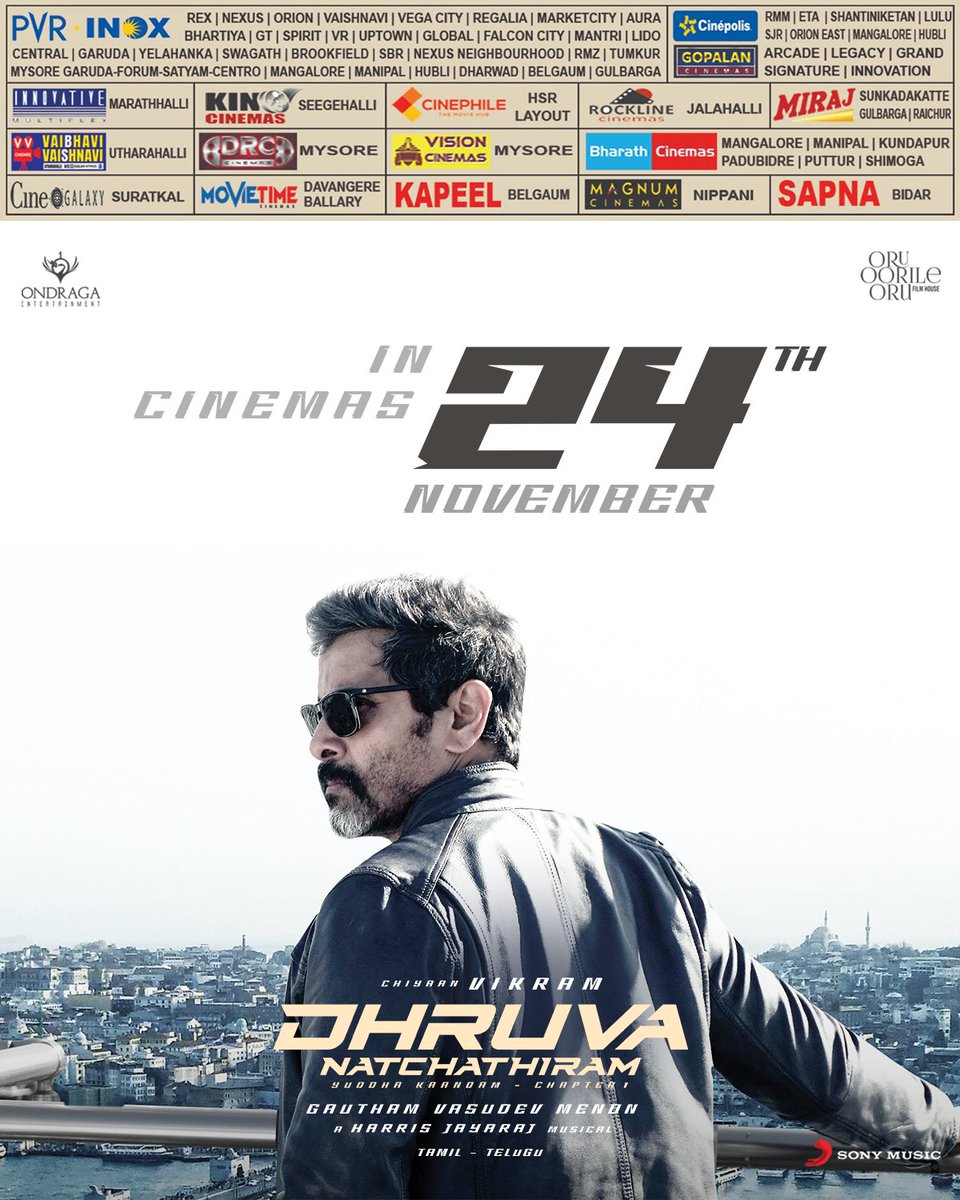 OndragaEnt's tweet image. Countdown Activated💥

#Karnataka, gear up to meet John and the Basement in silver screens near you in just 7 days❤️‍🔥

#DhruvaNatchathiram #DhruvaNatchathiramFromNov24

@chiyaan @menongautham @Jharrisjayaraj @riturv @oruoorileoru @Preethisrivijay @SonyMusicSouth @DoneChannel1…