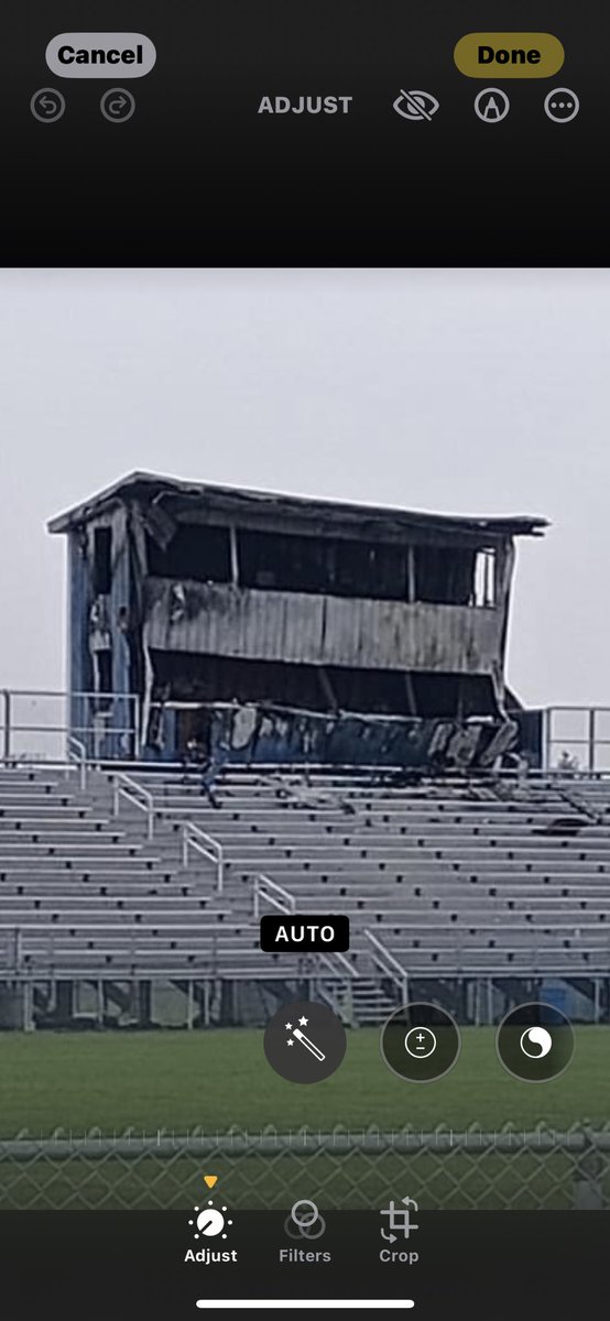 Jasonhutton78's tweet photo. @JimIrsay  could you please help Frankfort High School replace their press box that was destroyed by a fire on Halloween?  This would be a great way to celebrate the Colts big win in Frankfurt Germany! https://t.co/UQZSHQwktu