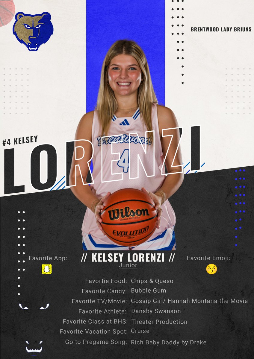 wcsBHSLdyBruins's tweet photo. Get to know #4 Kelsey Lorenzi.  

🐻🏀🐻
#GoBruins https://t.co/jhOplTP2Kk