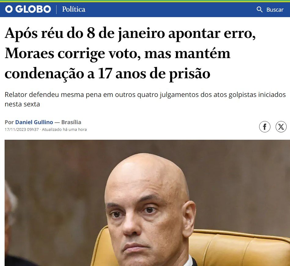 mauad_joao's tweet image. No julgamento original, Moraes citou o fato de o réu ter ficado acampado em frente do quartel como prova de seu comportamento golpista. Comprovado que o réu nunca esteve acampado ali, Moraes apenas retirou tal menção da decisão e manteve a condenação.

Para quem é minimamente…