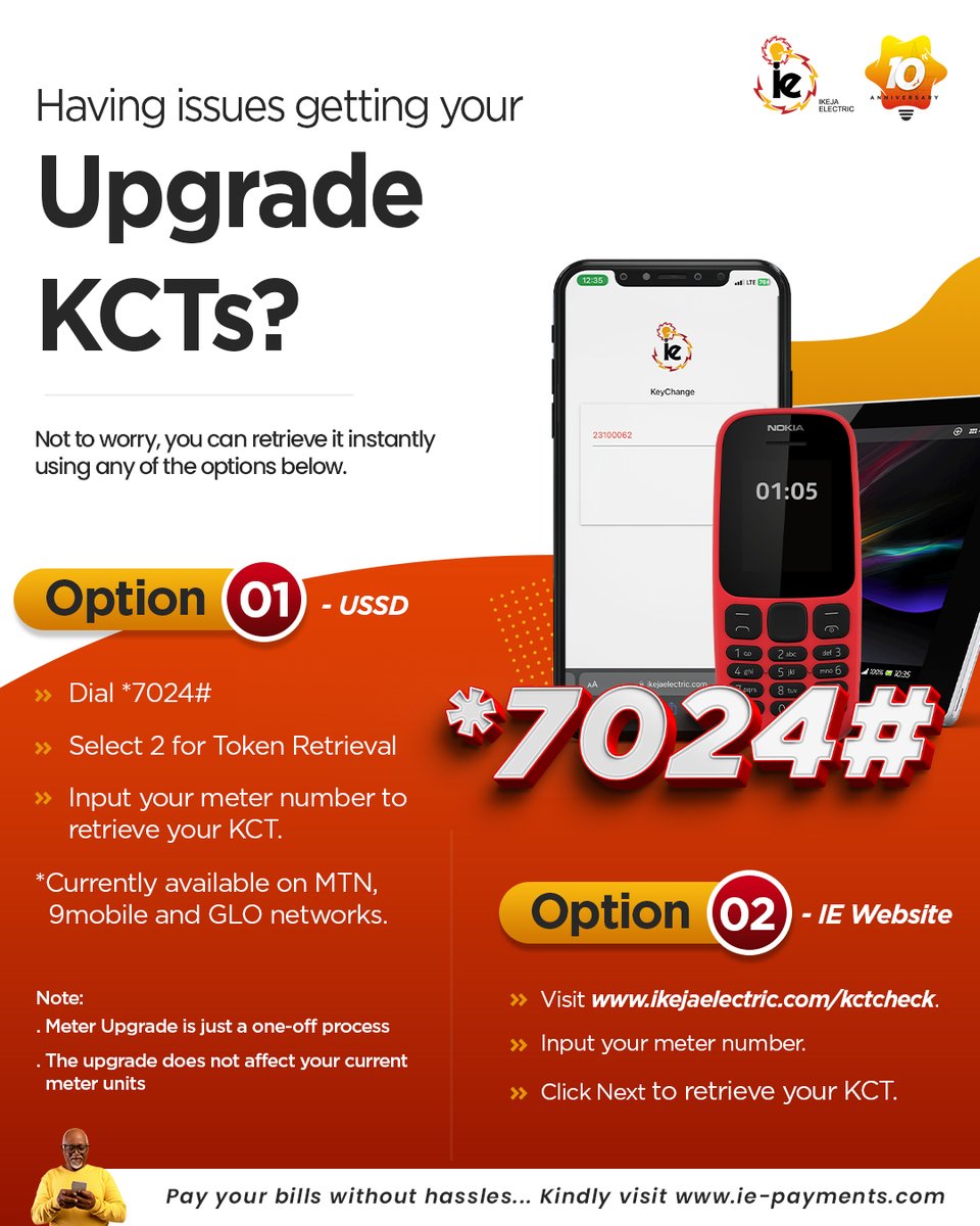 IkejaElectric's tweet photo. Having issues getting your STS prepaid meter Key Change Tokens (KCTs)? 

Explore the following alternatives: https://t.co/4PoIVzoBCo