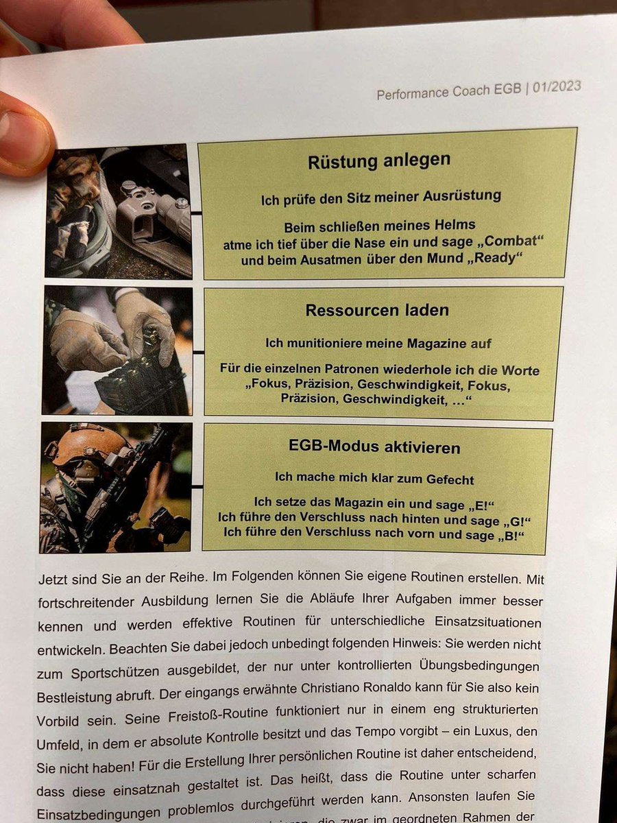 Weil dieses Foto ohne Kontext von einem leider sehr einschlägig bekannten Acc hier geteilt wird, der sich darüber lustig machen möchte - das hier ist ein Auszug aus einer Zusammenarbeit von SpezlKrH mit TrPsychologen, um unseren Männern und Frauen eine Handreichung zur Steigerung