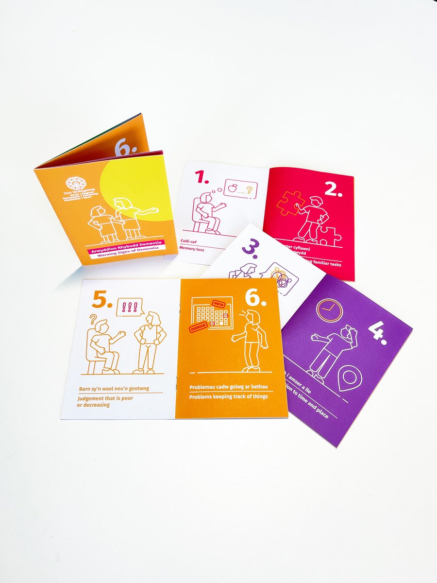 BrightCollie's tweet image. We helped the lovely team from Cwm Taf Morgannwg Regional Partnership Board recently with the design and production of a A6 handout booklet, demonstrating the 10 Warning Signs of Dementia. A great way to help raise awareness🙌 @ctmrpb

#BrandImplementation #BrandManagement #Print