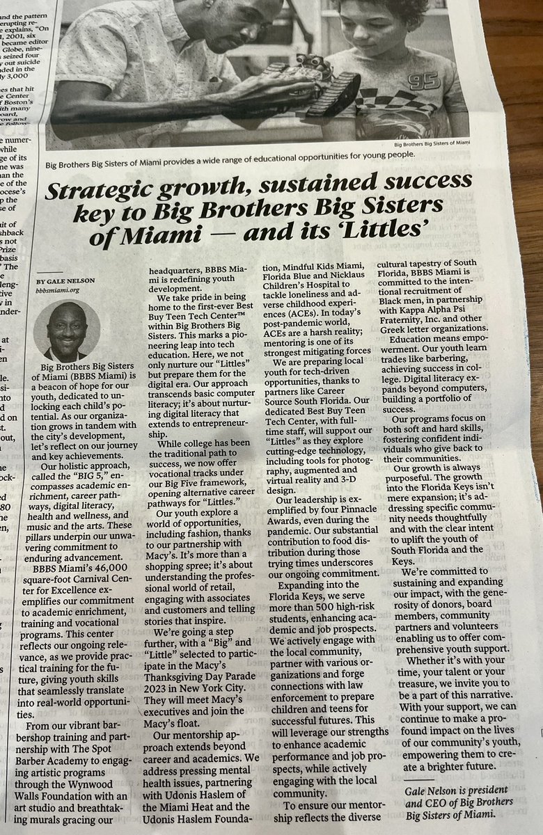 Thank you @miamiherald for the opportunity to highlight and celebrate the success of our @bbbsmiami team: our board, staff, partners, and most importantly, our Littles. We are thankful to continue our growth to help the youth and families in the  Florida Keys. Get involved today!