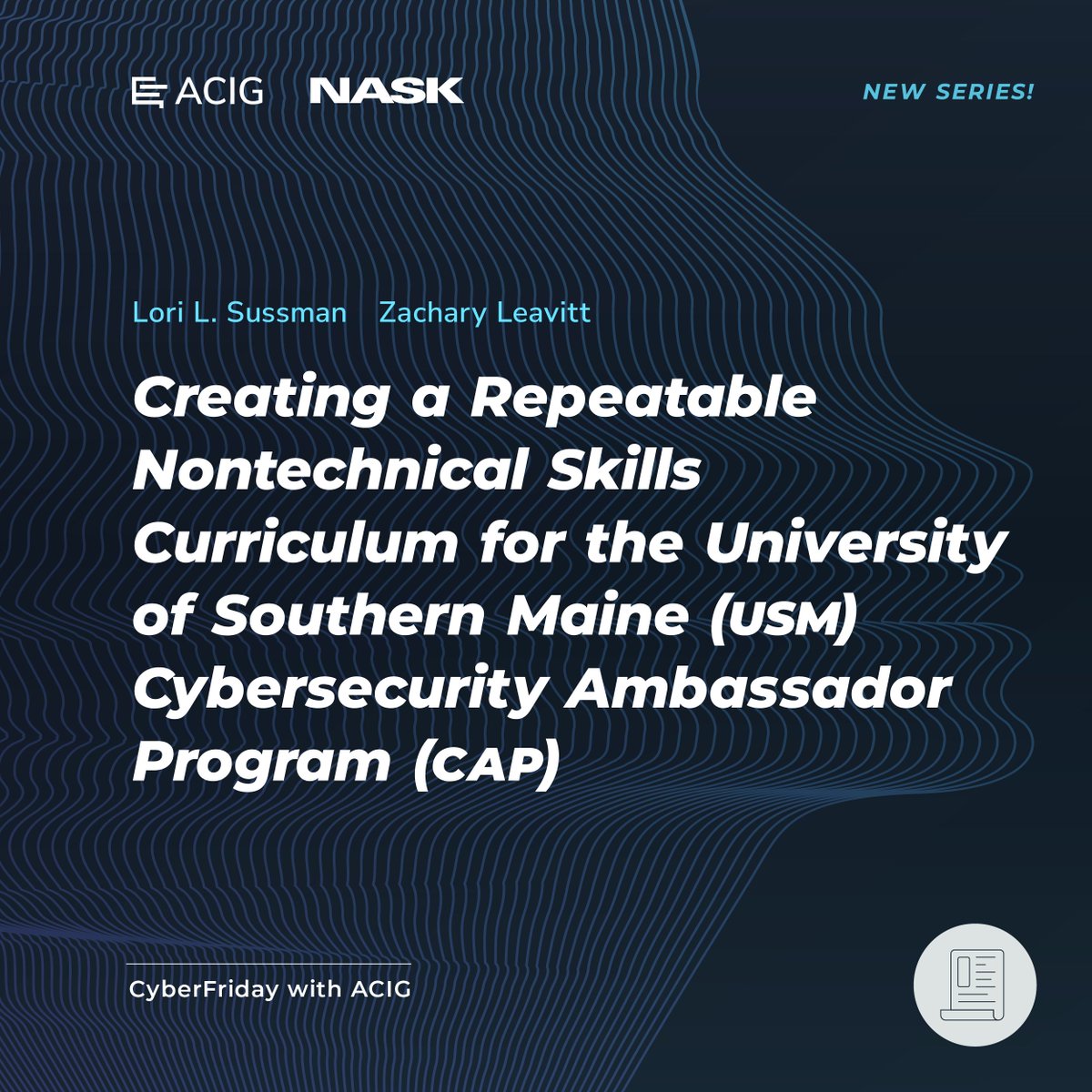 AcigJournal's tweet photo. USM CAP: Developing Cybersecurity Competencies, in the article #LoriSussman and #ZacharyLeavitt. 👉 More information, here: https://t.co/fOYeygIWnW
#ACIG
#ACIGJournal
@NASK_pl
@USouthernMaine https://t.co/Lp2OkWGQcr