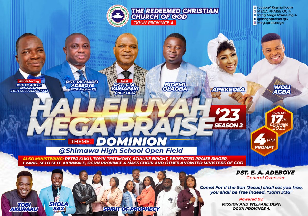 MegaPraiseOg4's tweet photo. 🎤🙌 30 DAYS TO MEGA PRAISE OG4! 🌟 Ogun State, are you ready to lift your voices and shower God with the highest praise? 🎶✨ Join us for the event of a lifetime, where every voice will unite in a chorus of Hallelujahs, declaring dominion on Earth! 🌍🎉 https://t.co/PZIgGADJWR