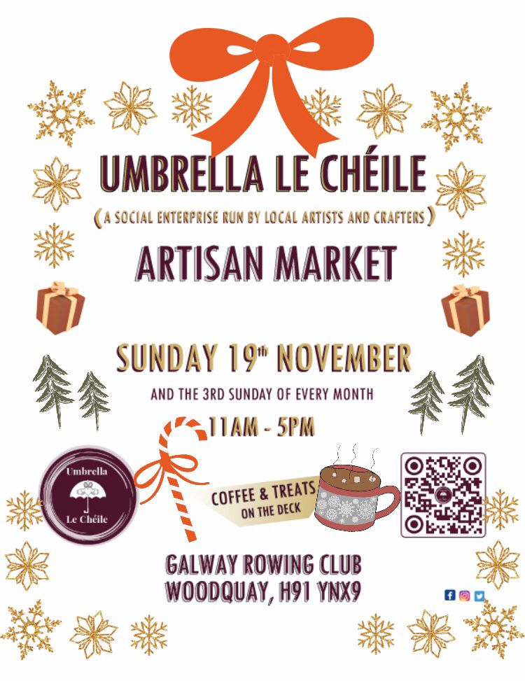 This SUNDAY!! We are delighted to be back with our Artisan Market at the Galway Rowing Club in Woodquay. Pop on in for a coffee and a browse of a wondeful array of Galway made gifts from 11am to 5pm!

#thisisgalway #galwaynow #galwaycity #galwaymarkets