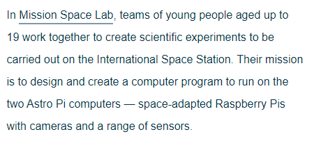 🚀We are delighted that our team for the @Astro_Pi #MissionSpaceLab competition last year finished as one of the top 10 winning teams in Europe. The students created a computer program that ran on the @Space_Station . Details of their project can be seen: esamultimedia.esa.int/docs/edu/t5clo…