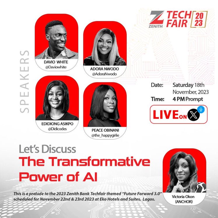 ogbeni_ib's tweet photo. Are you ready for a technological revolution? Make a note of the Power of AI event. Make a note of it and be a part of the future!
#ZenithBankXLive https://t.co/kPzqjLH5Rz